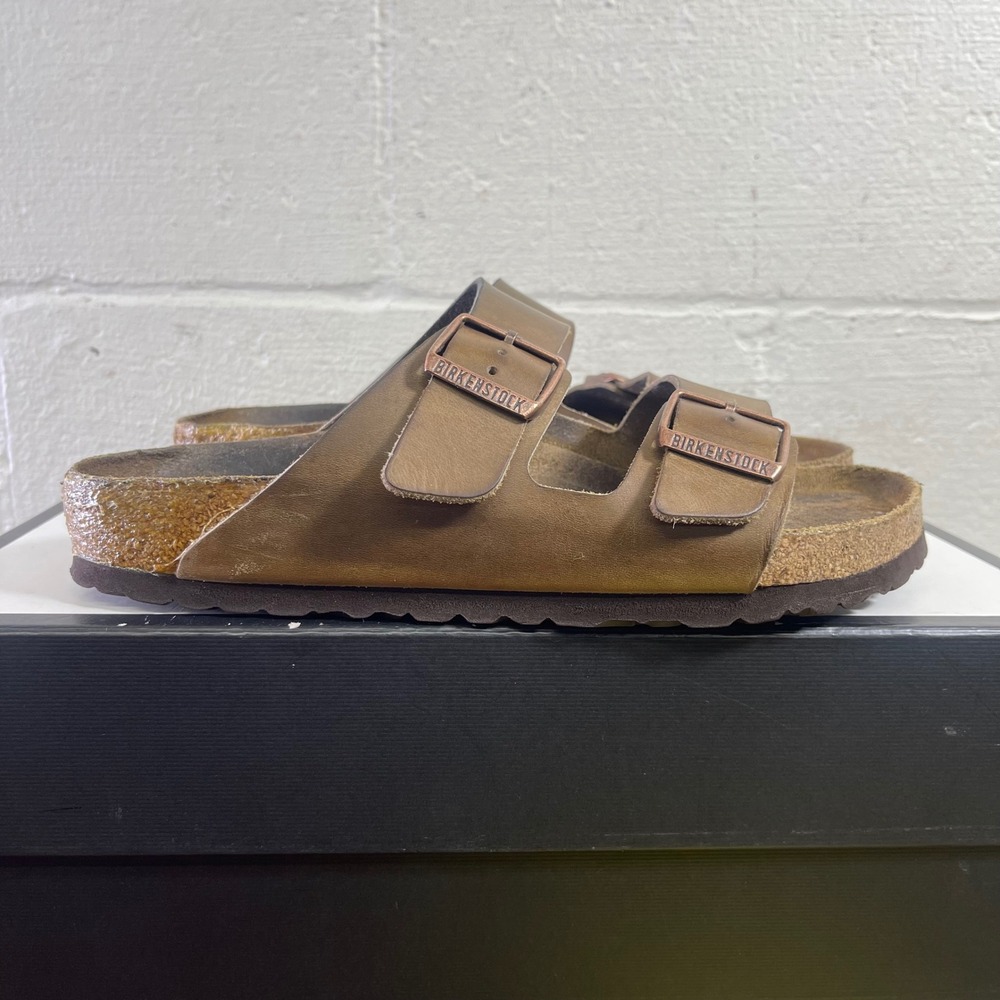 Birkenstock Arizona Brown Leather Sandals Slide Slip On Women's EU 40/9 US Wide